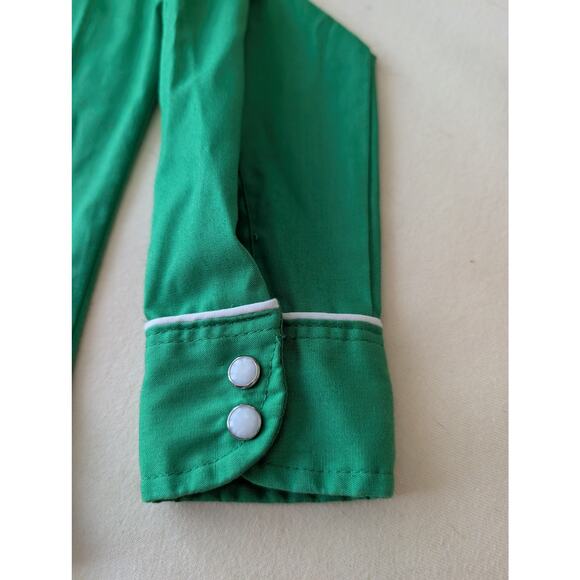 Vintage Levi's Western Style Button Front Shirt Green Pearl Snap Buttons 80s 2T - Picture 3 of 4
